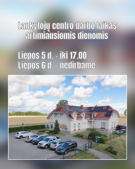 Lankytojų centro darbo laikas artimiausiomis dienomis