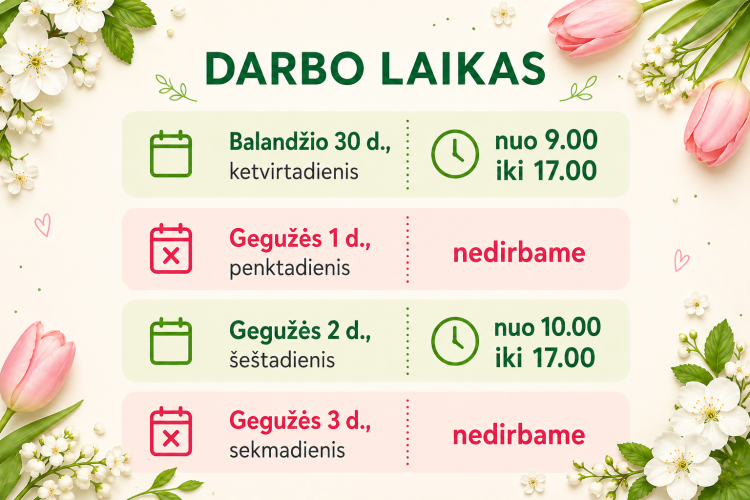 Darbo laikas šventinį savaitgalį